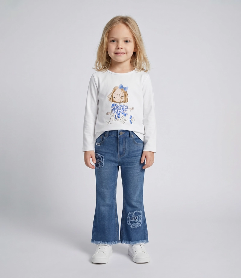 JEANS BEBE ACAMPANADO L12111270109 DENIM AZUL LIMONADA - 1