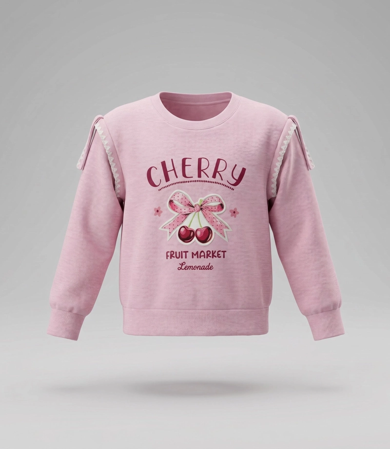 POLERON NIÑA CON CHERRY Y LAZOS L11091270402 ROSADO LIMONADA - 2