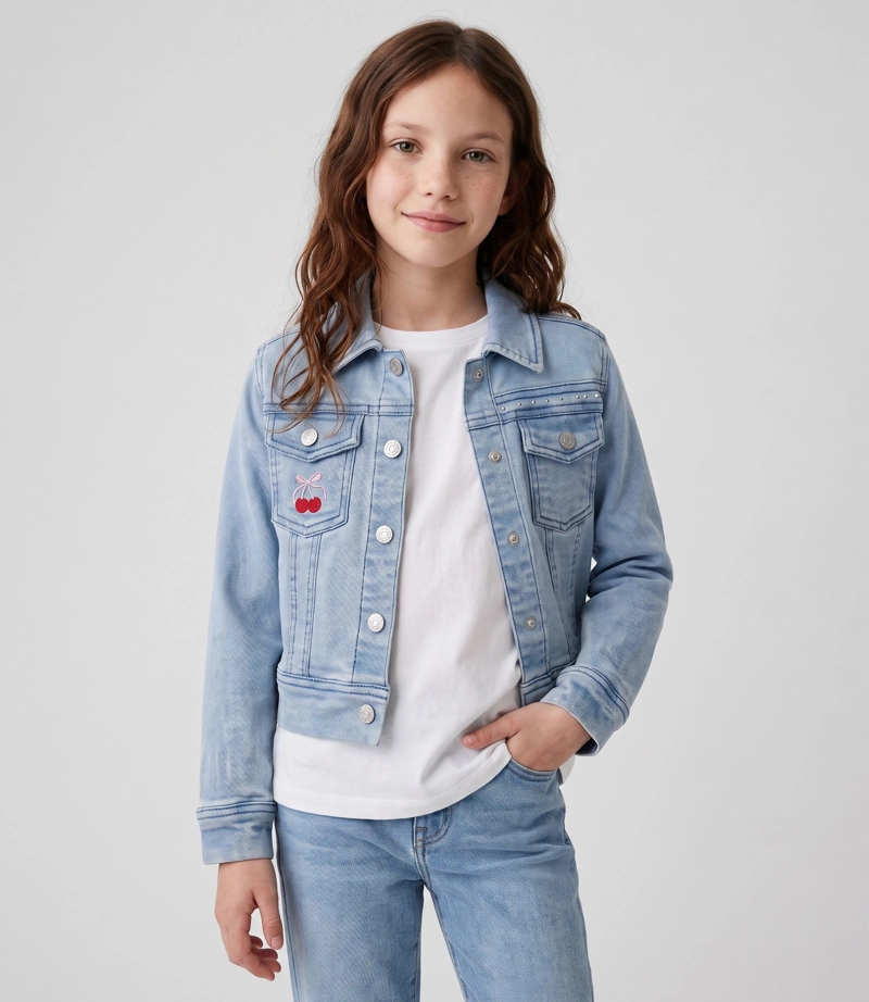 CHAQUETA NIÑA CHERRY L11071270474 DENIM CELESTE LIMONADA - 2