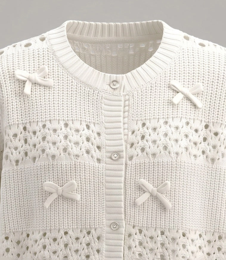 CHALECO NIÑA CARDIGAN CON LAZOS L11061270203 CRUDO LIMONADA - 4