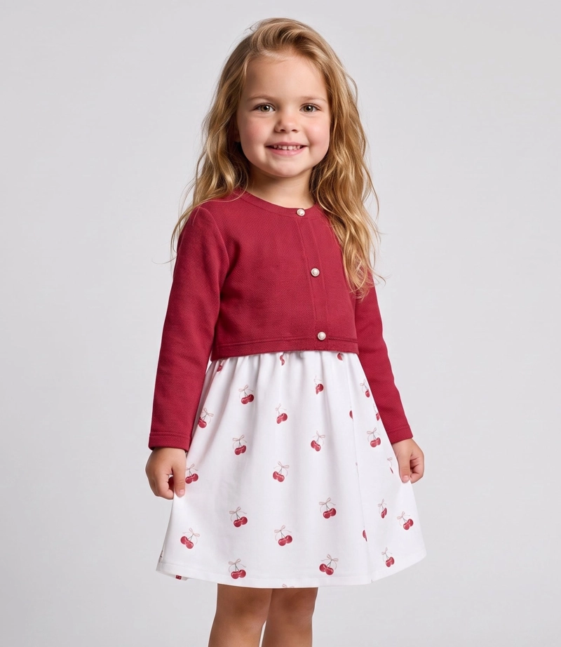 VESTIDO SIN MANGA BEBE CON BOLERO L12131270888 FRAMBUESA 9 meses Rubi