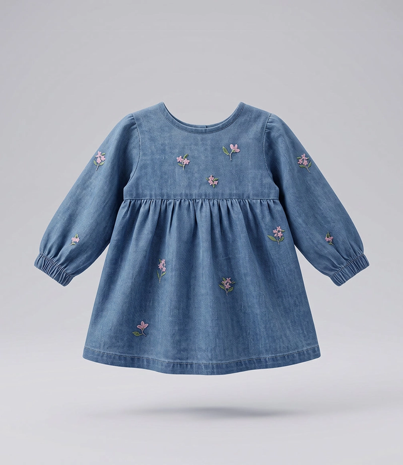 VESTIDO MANGA LARGA RECIEN NACIDA  F13131270174 DENIM CEL 9 meses Celeste
