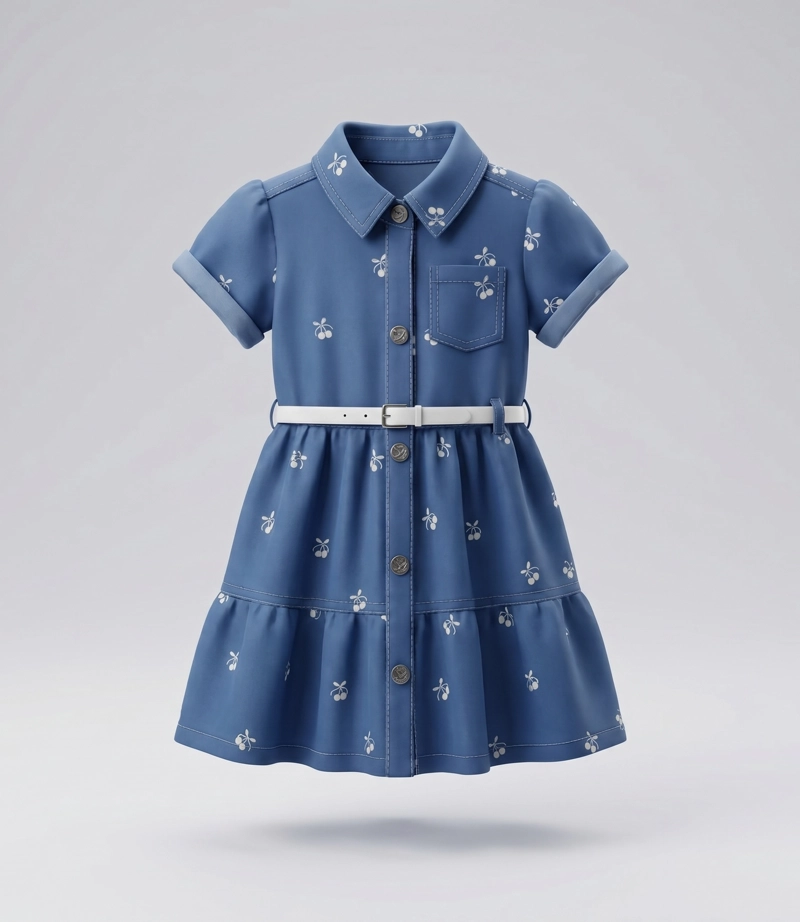 VESTIDO MANGA CORTA BEBE  L12131270774 DENIM CEL LIMONADA - 2