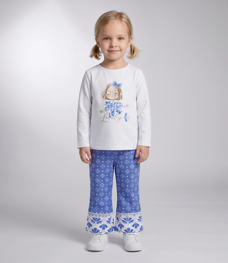 CALZA BEBE FLARE CON FLORES L12721270158 AZUL LIMONADA - 2