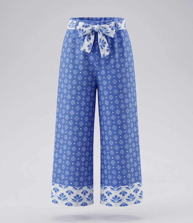 PANTALON NIÑA DE LINO BOHO L11121270358 AZUL LIMONADA - 2