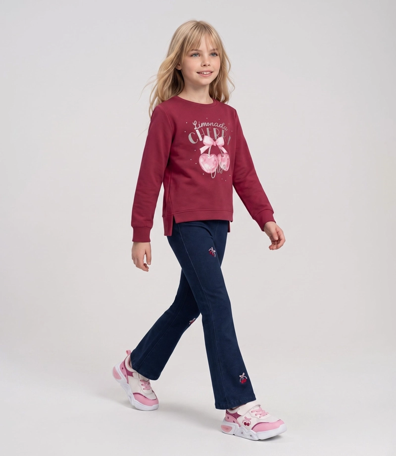 CONJUNTO POLERON LIVIANO Y CALZA NIÑA  L11221270688 FRAMBUES - 1