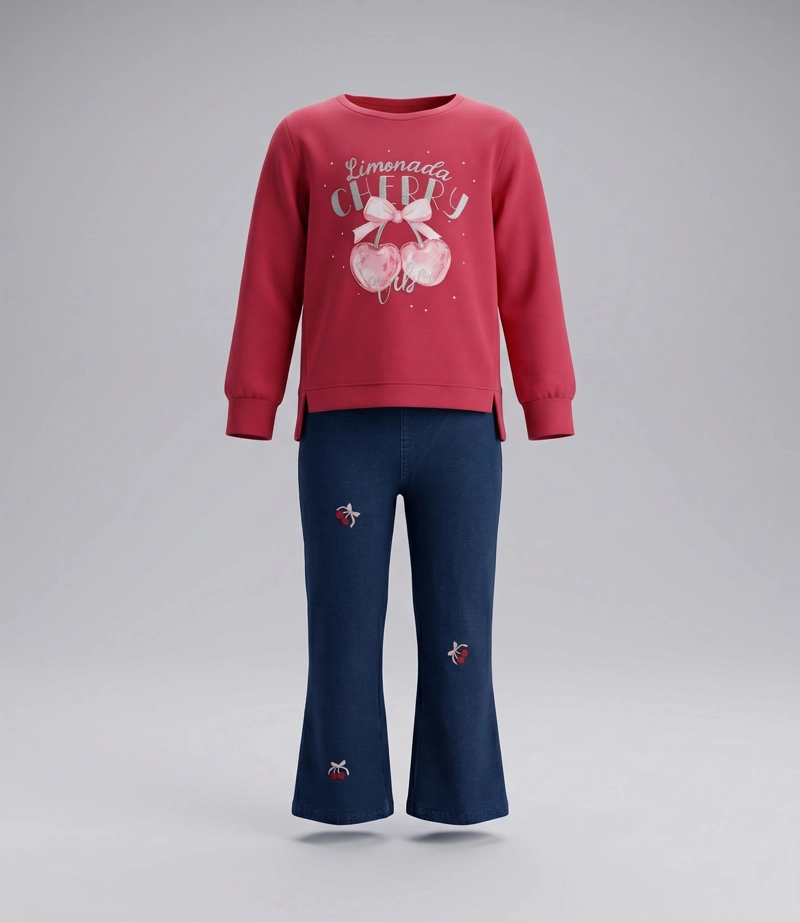 CONJUNTO POLERON LIVIANO Y CALZA NIÑA  L11221270688 FRAMBUES - 2