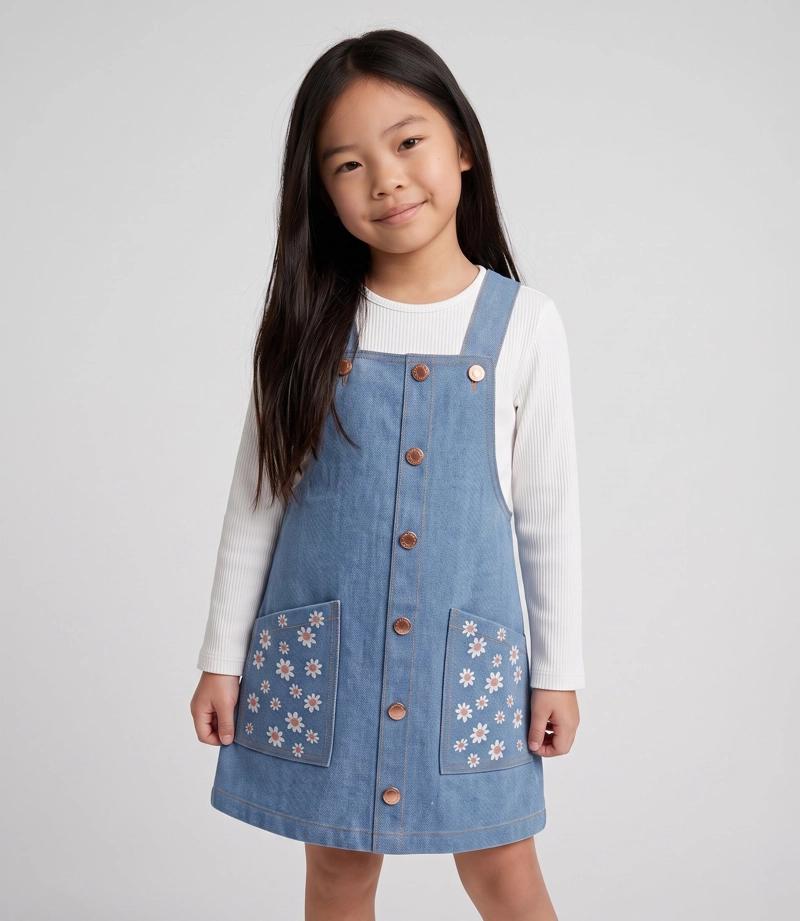 VESTIDO SIN MANGA CON POLERA NINA  F11131270374 DENIM  4KIDS 4