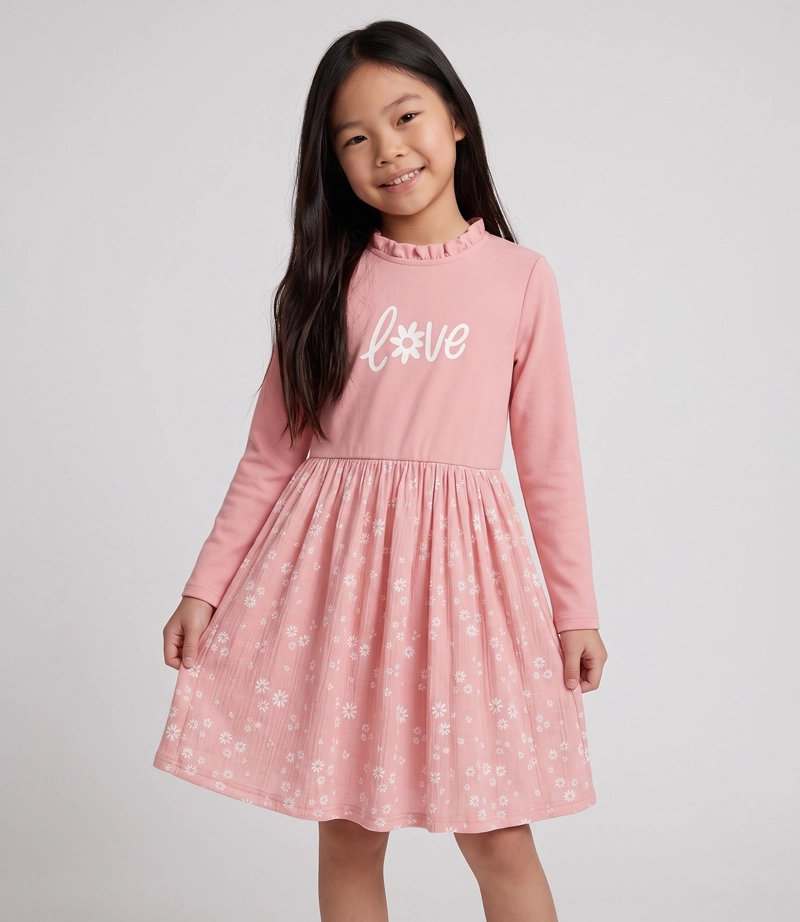 VESTIDO MANGA LARGA NINA LOVE F11131270202 ROSADO 4 KIDS 6 Rosa