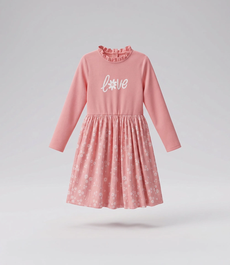VESTIDO MANGA LARGA NIÑA LOVE F11131270202 ROSADO 4 KIDS - 2