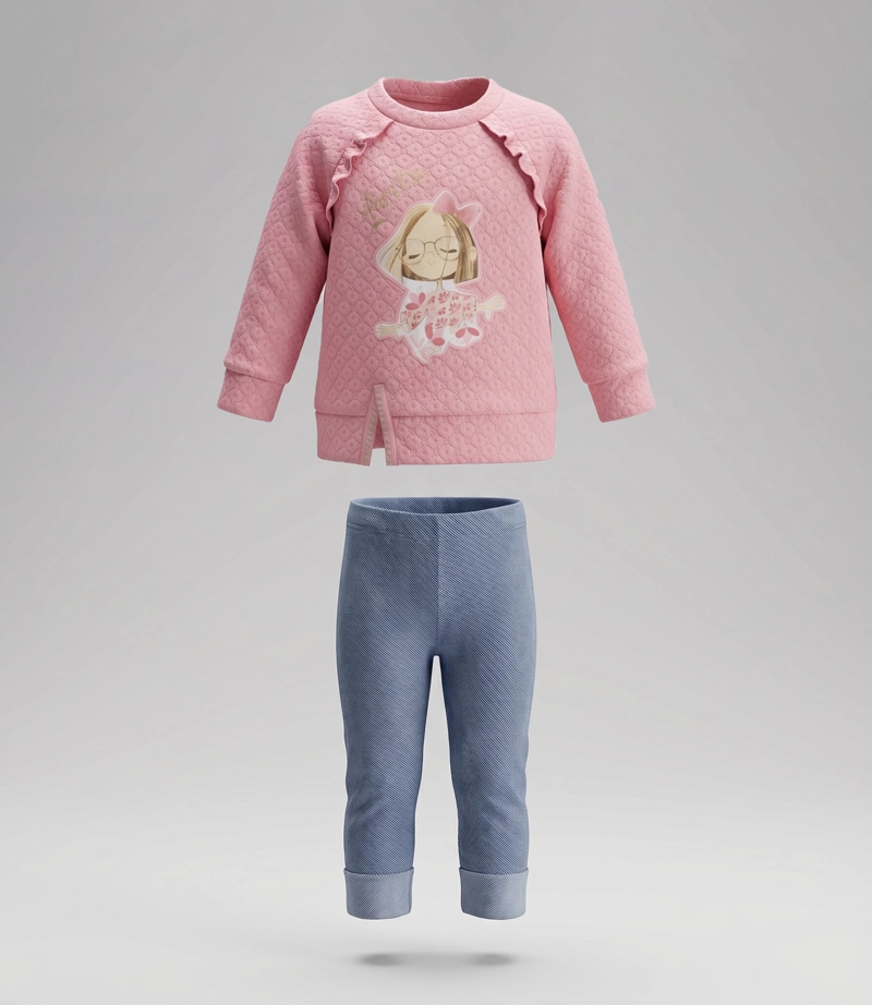 CONJUNTO POLERON Y CALZA NIÑA  L11221270578 CORAL LIMONADA - 2