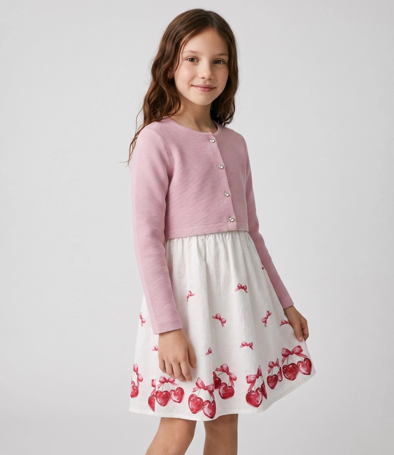 VESTIDO SIN MANGA NIÑA CON BOLERO L11131270502 ROSA LIMONADA - 1