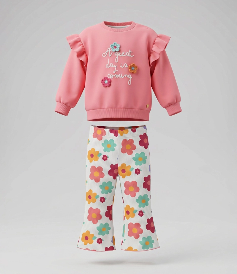 CONJUNTO BEBE FLOREADO CON VUELOS F12221270178 CORAL 4 KIDS - 2