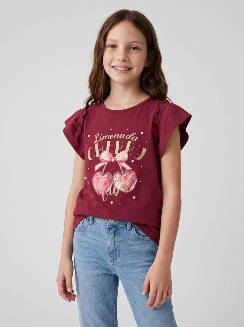 POLERA MANGA CORTA NIÑA  L11021270188 FRAMBUESA LIMONADA - 1