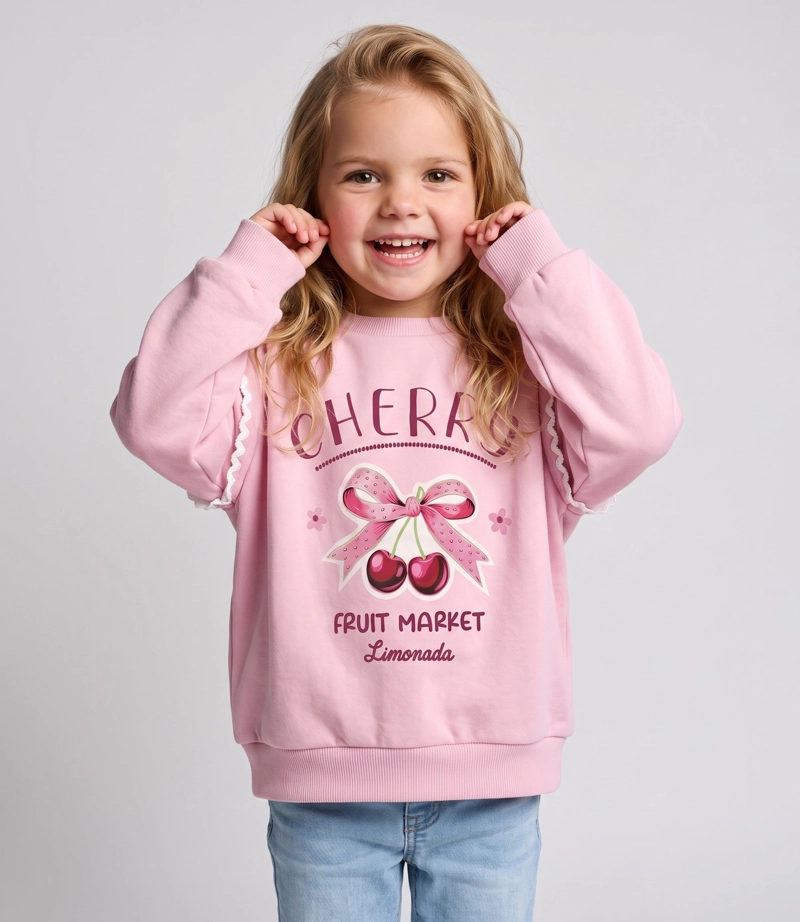 POLERON BEBE CON CHERRY Y LAZOS L12091270402 ROSADO LIMONADA 24 meses