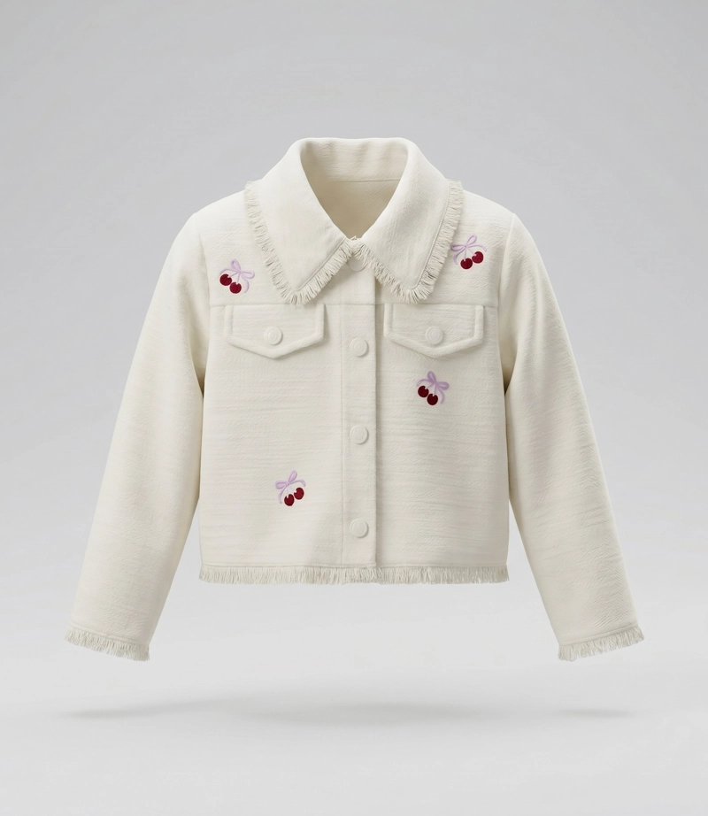 CHAQUETA BEBE BORDADA CON CHERRY L12071270303 CRUDO LIMONADA - 2