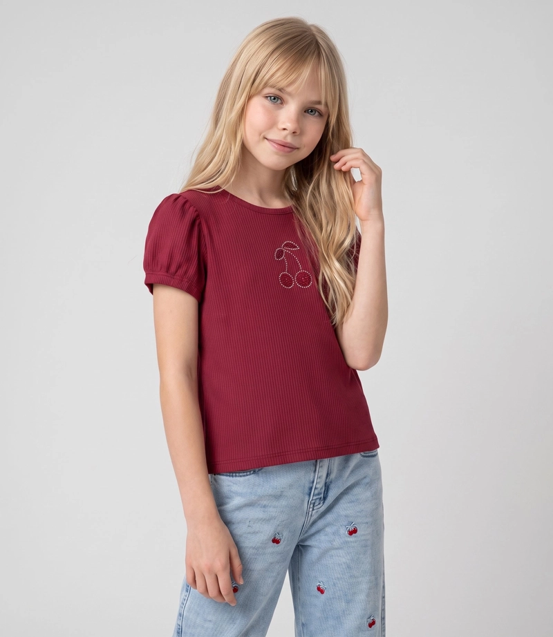 POLERA MANGA CORTA NINA  L11021270288 FRAMBUESA LIMONADA 2 Rubi