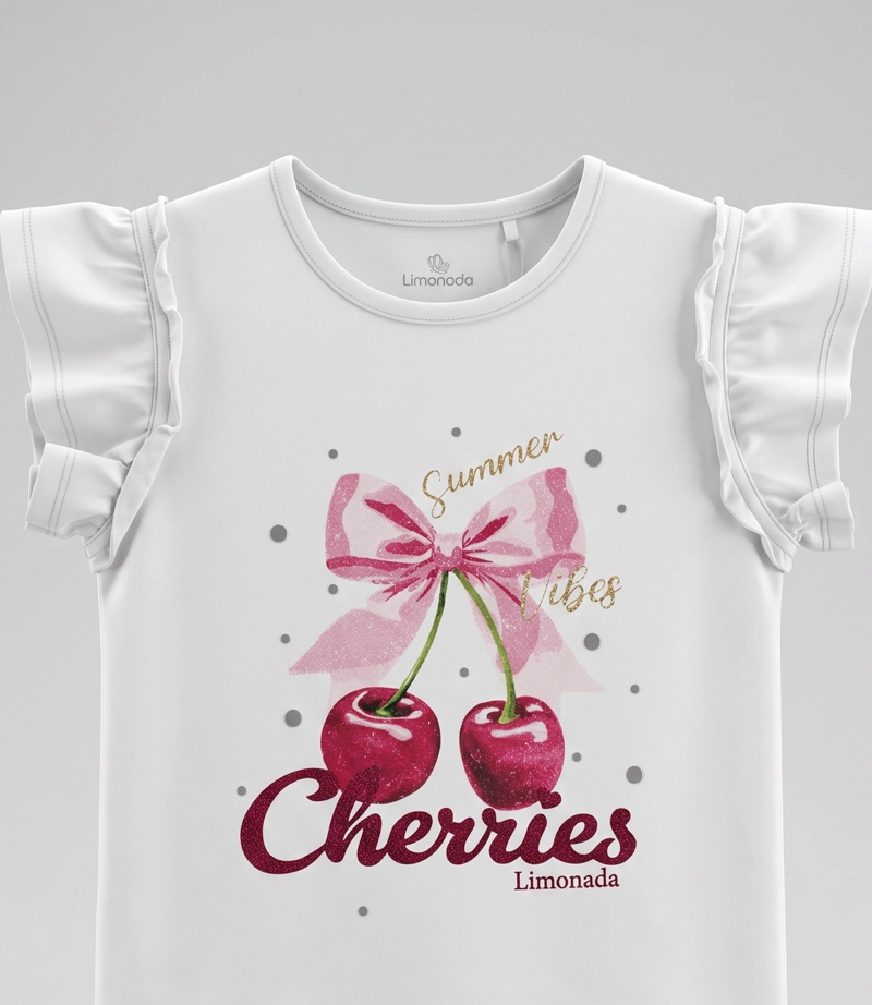 POLERA MANGA CORTA NIÑA CHERRY L11021270103 CRUDO LIMONADA - 2