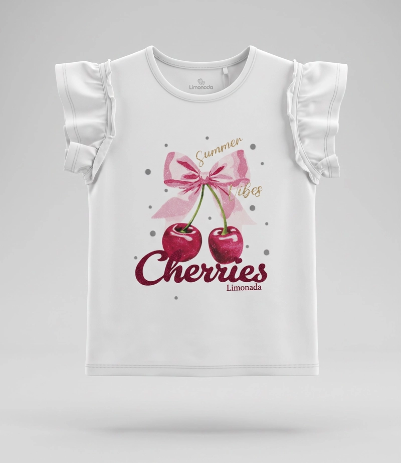 POLERA MANGA CORTA NIÑA CHERRY L11021270103 CRUDO LIMONADA - 3