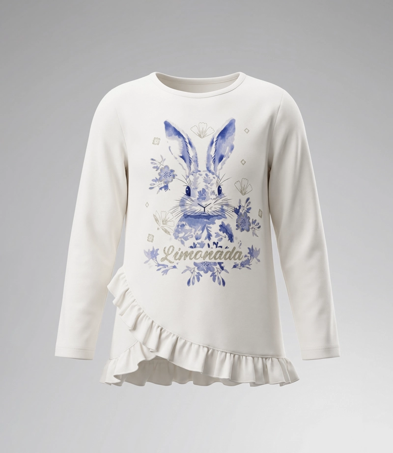 POLERA MANGA LARGA NIÑA CONEJO L11011270458 AZUL LIMONADA - 1