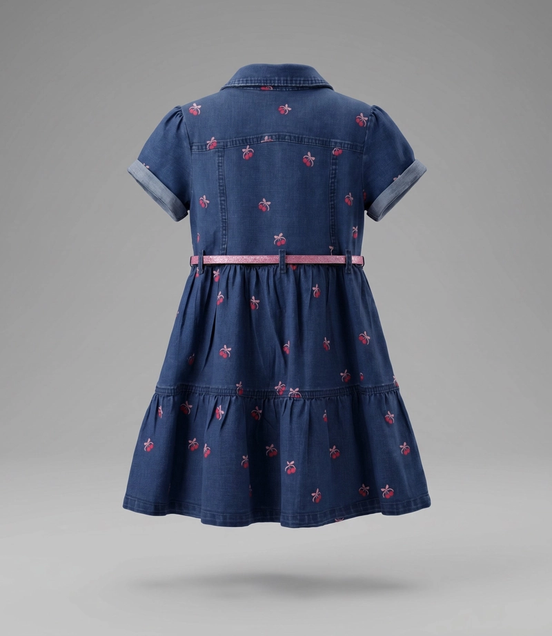 VESTIDO MANGA CORTA NIÑA CHERRY L11131270409 DENIM LIMONADA - 3