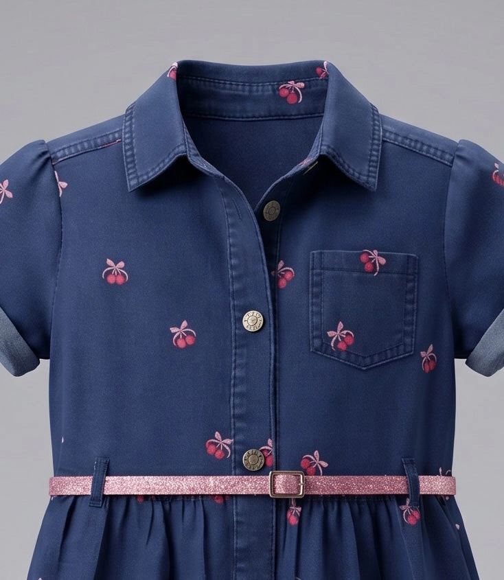VESTIDO MANGA CORTA NIÑA CHERRY L11131270409 DENIM LIMONADA - 4