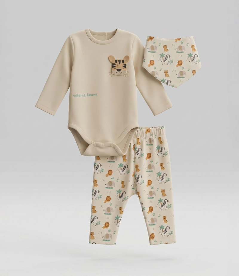 CONJUNTO RECIEN NACIDO ANIMALES V13221270103 CRUDO 4 KIDS - 2