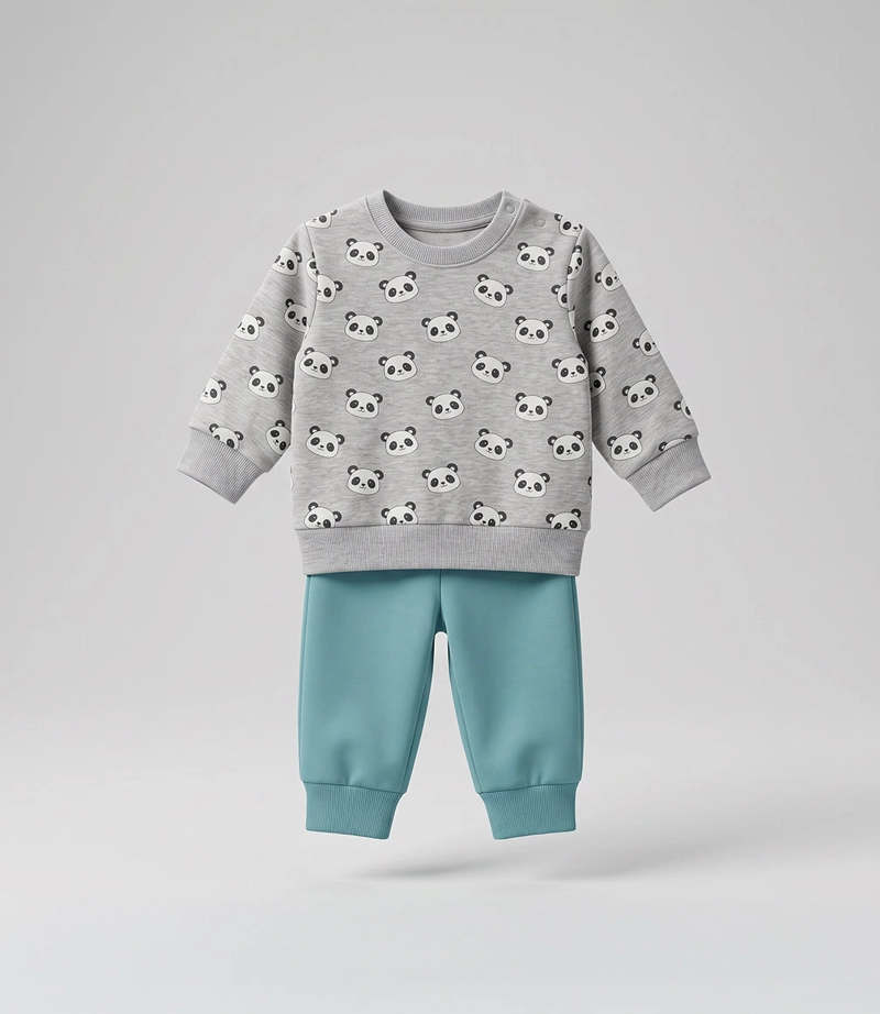BUZO RECIEN NACIDO CON PANDAS V13191270262 GRIS PERLA 4 KIDS - 1
