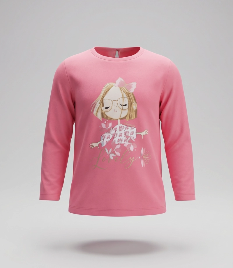 POLERA MANGA LARGA NIÑA  L11011270178 CORAL LIMONADA - 2