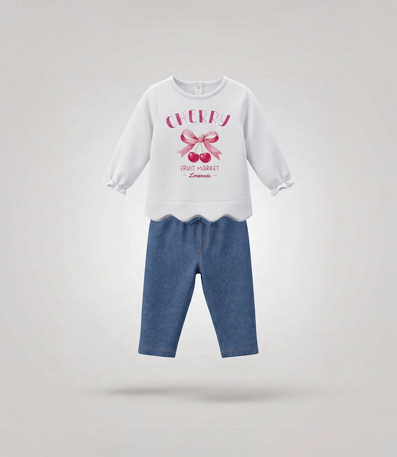 CONJUNTO BEBE CON CHERRY L12221270503 CRUDO LIMONADA - 1