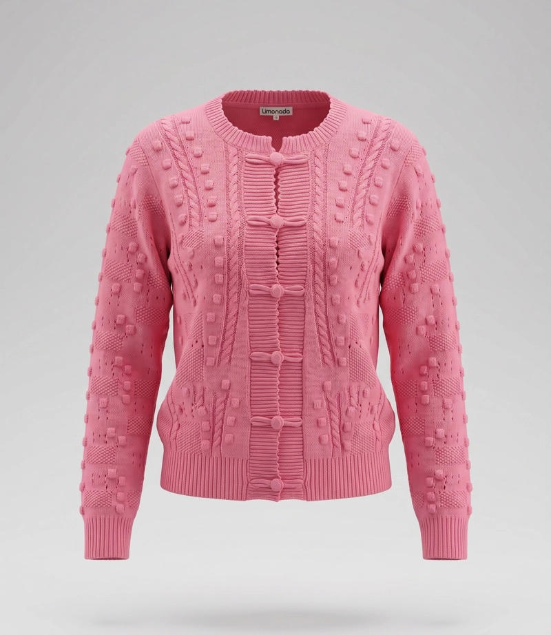 CHALECO NIÑA CARDIGAN  L11061270178 CORAL LIMONADA - 2