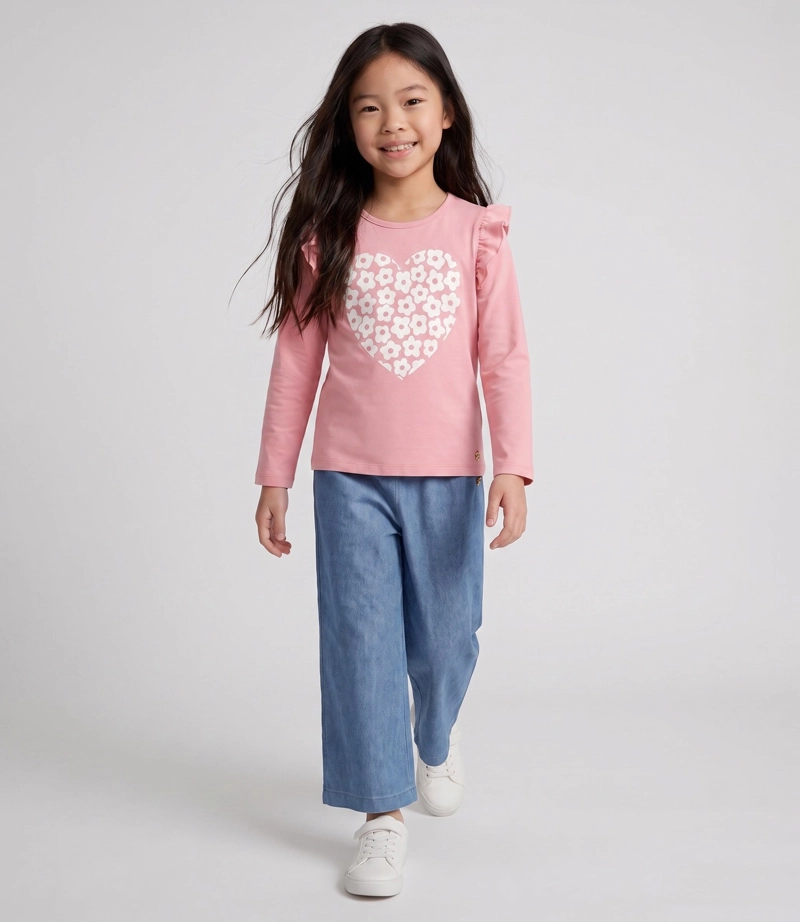 CONJUNTO POLERA MANGA LARGA Y CALZA NINA  F11221270302 ROSA 2