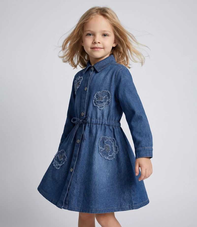 VESTIDO BEBE  L12131270309 DENIM AZUL LIMONADA 18 meses