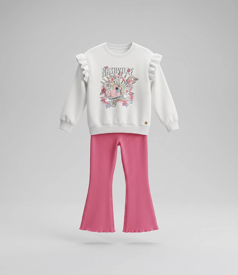 CONJUNTO POLERON LIVIANO Y CALZA NIÑA  F11221270278 CORAL - 2