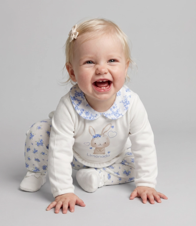 CONJUNTO RECIEN NACIDA CONEJO  L13221270261 CELESTE LIMONADA 9 meses