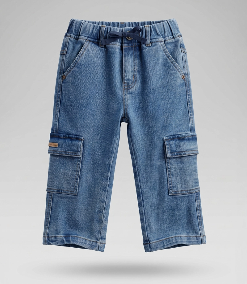 JEANS NIÑO CARGO  B11111270174 DENIM CELESTE BLACK AND BLUE - 1