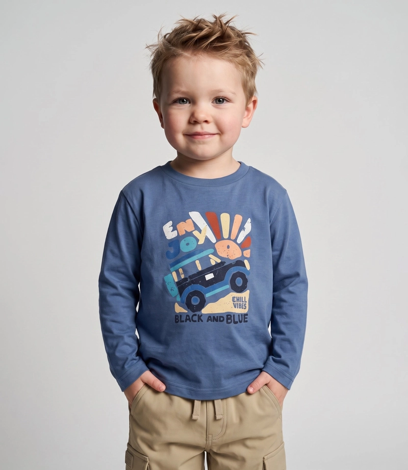 POLERA MANGA LARGA BEBE  B12011270560 AZUL  BLACK AND BLUE - 1