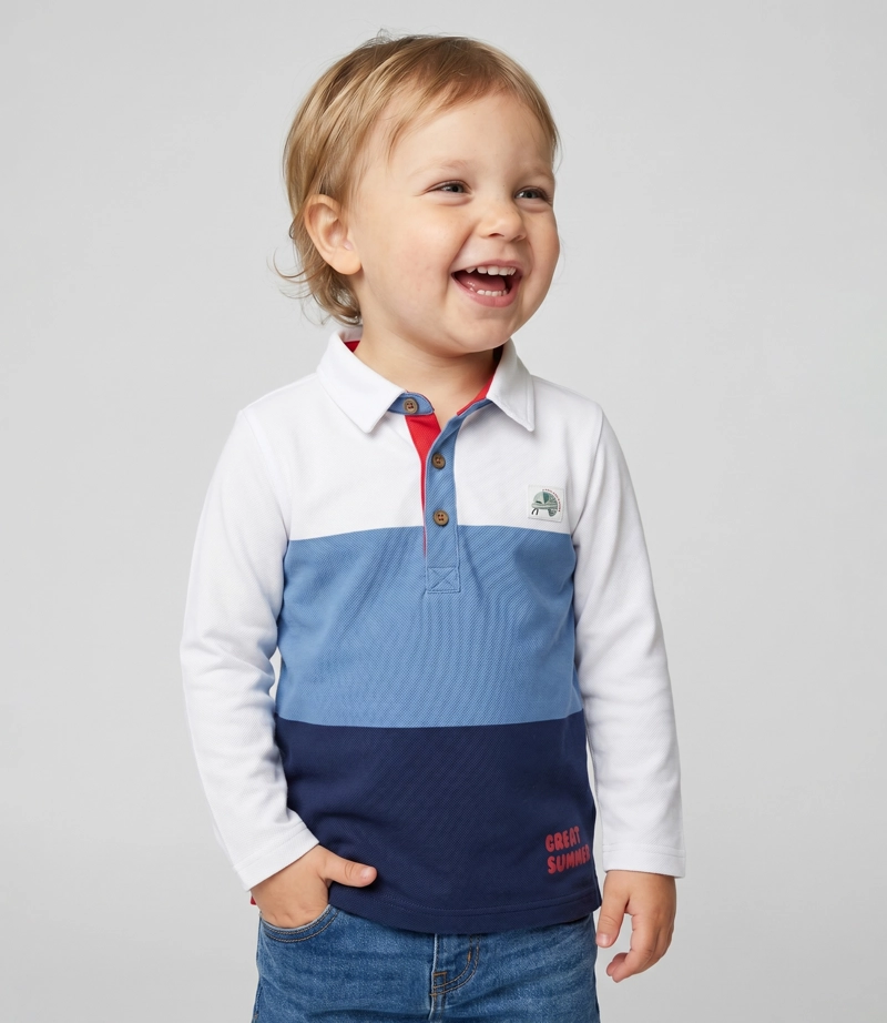 POLERA MANGA LARGA BEBE  B12011270603 CRUDO BLACK AND BLUE - 1