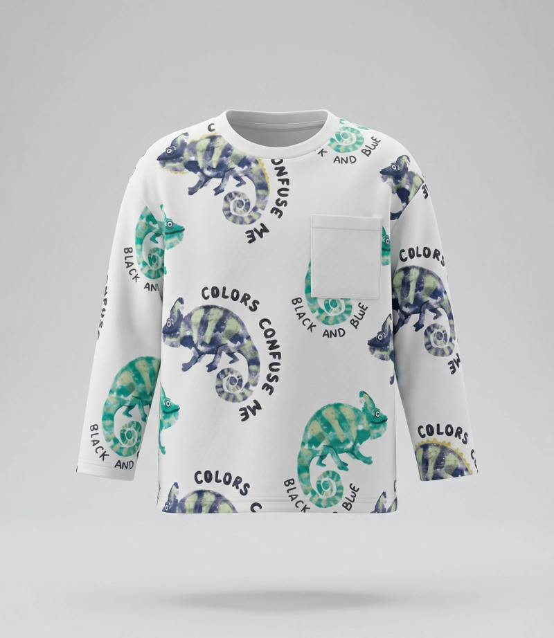 POLERA MANGA LARGA NIÑO  B11011270203 CRUDO BLACK AND BLUE - 1