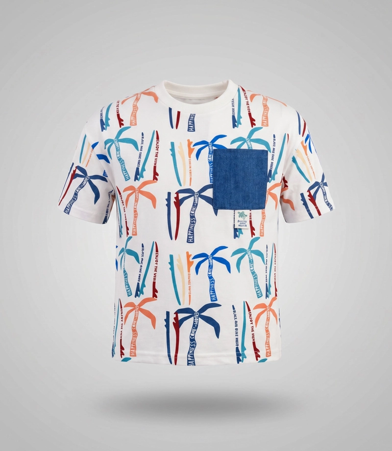 POLERA MANGA CORTA NIÑO  B11021270303 CRUDO BLACK AND BLUE - 2