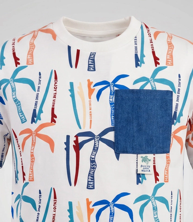 POLERA MANGA CORTA NIÑO  B11021270303 CRUDO BLACK AND BLUE - 4