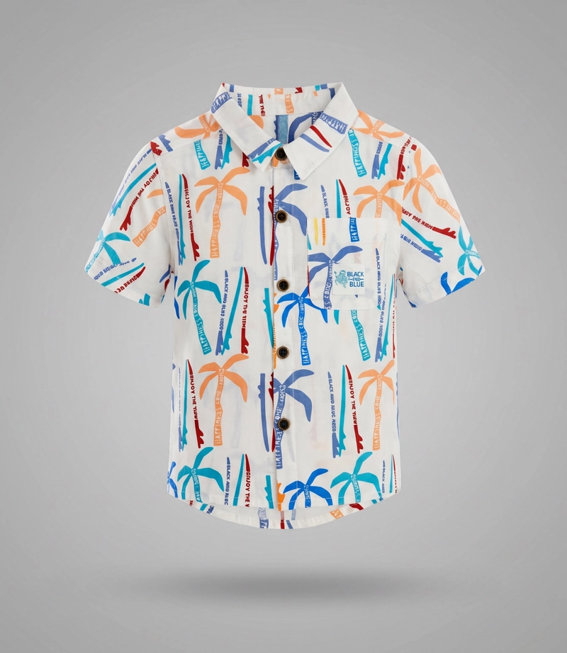 CAMISA MANGA CORTA BEBE  B12261270103 CRUDO BLACK AND BLUE - 2