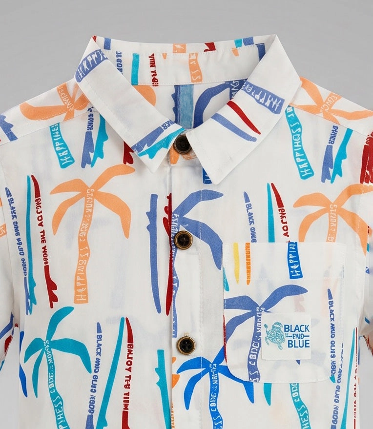 CAMISA MANGA CORTA BEBE  B12261270103 CRUDO BLACK AND BLUE - 3