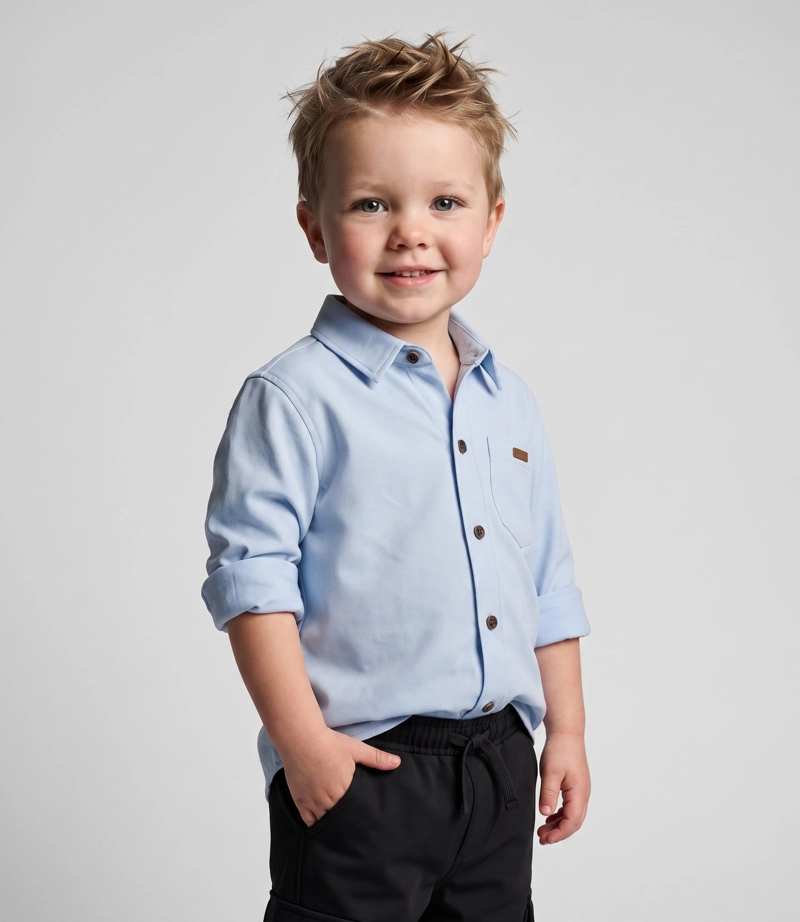 CAMISA MANGA LARGA BEBE  B12241270261 CELESTE BLACK AND BLUE - 1