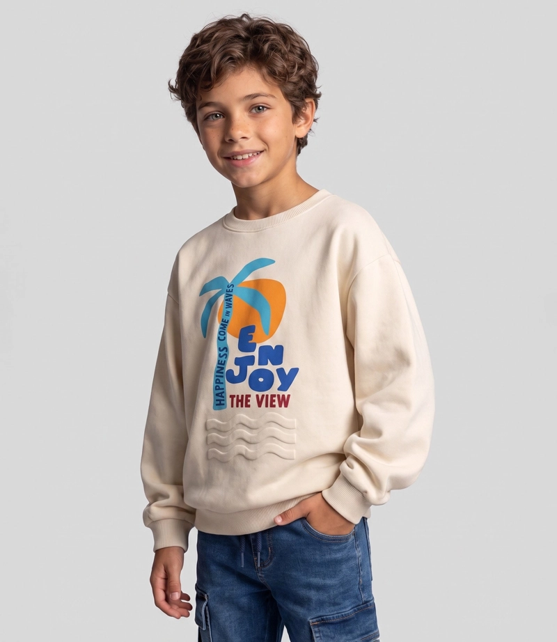 POLERON NIÑO ENJOY B11091270403 CRUDO BLACK AND BLUE - 1