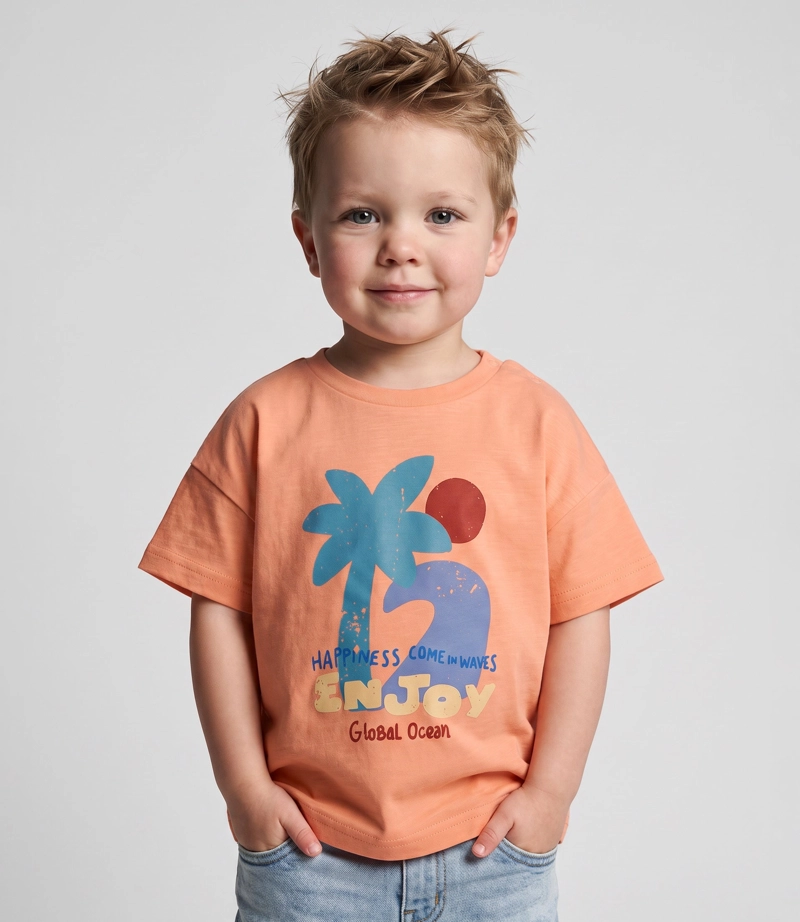 POLERA MANGA CORTA BEBE  B12021270267 NARANJO BLACK AND BLUE - 1