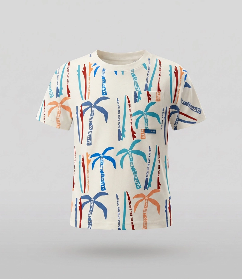 POLERA MANGA CORTA BEBE  B12021270603 CRUDO BLACK AND BLUE - 2