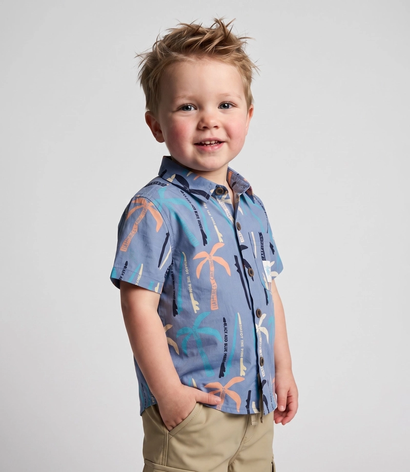 CAMISA MANGA CORTA BEBE  B12261270160 AZUL  BLACK AND BLUE - 1