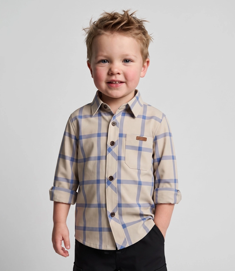 CAMISA MANGA LARGA BEBE  B12241270403 CRUDO BLACK AND BLUE - 1
