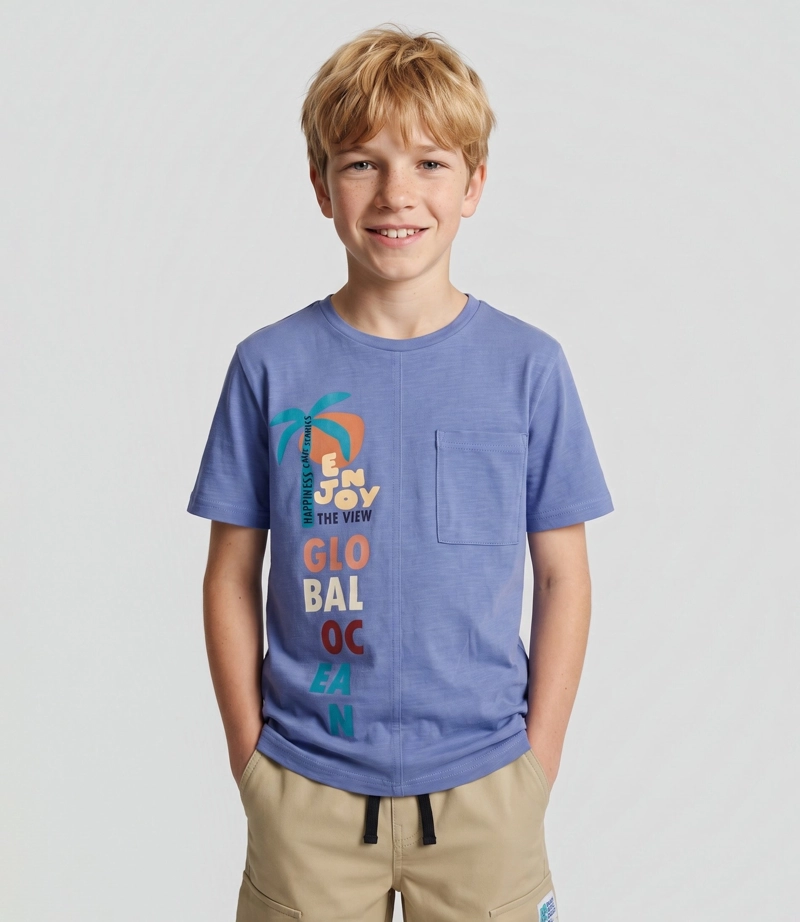 POLERA MANGA CORTA NIÑO  B11021270160 AZUL  BLACK AND BLUE - 1